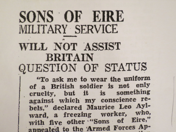 Newspaper cutting of the Sons of Eire appeal in Wellington July 1941